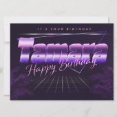 Tamara Name Vorname lila retro Karte Geburtstag (Vorderseite)