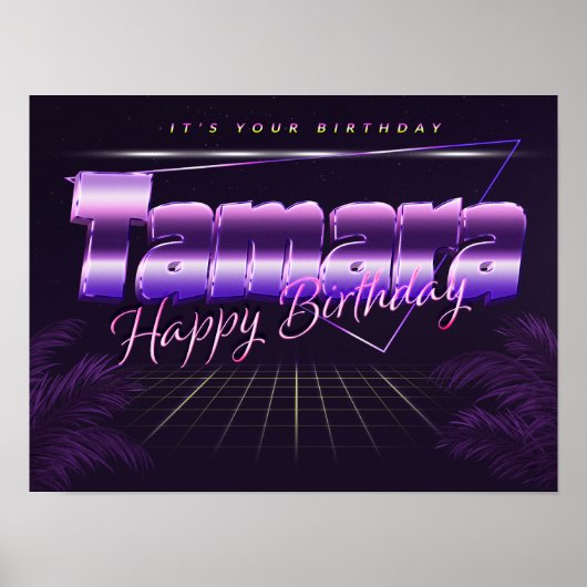 Tamara Name Vorname lila retro Poster Geburtstag (Vorne)