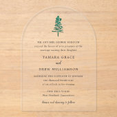 Tamara Pine Tree Moderne Hochzeit Acryleinladungen (Vorderseite)