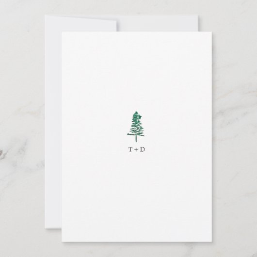 Tamara Pine Tree Moderne Hochzeit Einladung (Rückseite)