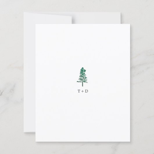 Tamara Pine Tree Moderne Hochzeit Einladung (Rückseite)
