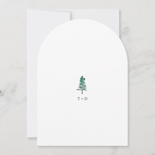Tamara Pine Tree Moderne Hochzeit Einladung (Rückseite)