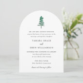 Tamara Pine Tree Moderne Hochzeit Einladung (Stehend Vorderseite)