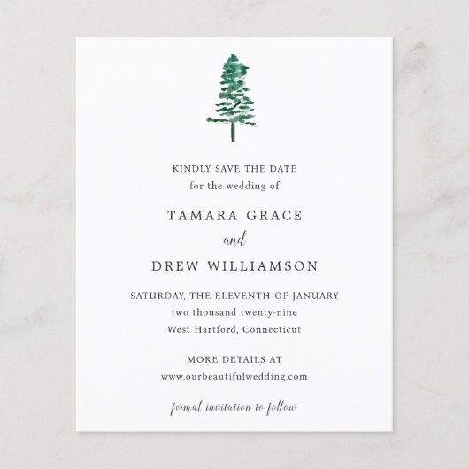 Tamara Pine Tree Moderne Hochzeit retten (Vorderseite)