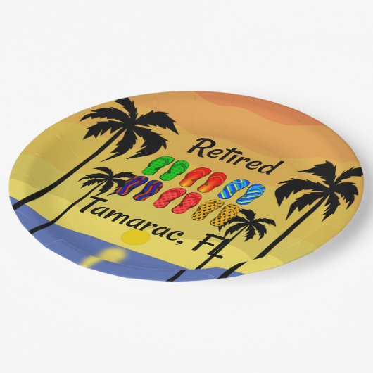 Tamarac, FL, tropisches Design, Pappteller (Schrägansicht)