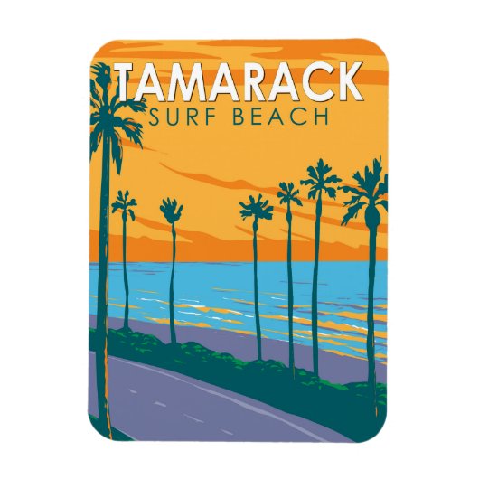 Tamarack Surf Beach Locarno Vintag Magnet (Vertikal)