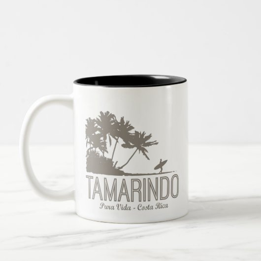 Tamarindo Costa Rica Surfer Strand Zweifarbige Tasse (Links)