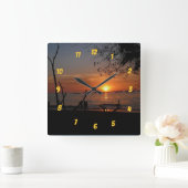 Tamarindo Sunset Quadratische Wanduhr (Zuhause)