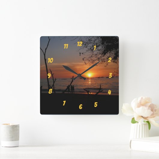 Tamarindo Sunset Quadratische Wanduhr (Zuhause)