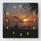 Tamarindo Sunset Quadratische Wanduhr (Vorderseite)