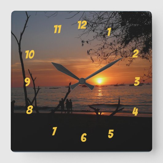 Tamarindo Sunset Quadratische Wanduhr (Vorderseite)