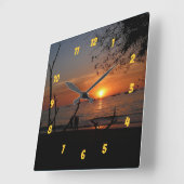 Tamarindo Sunset Quadratische Wanduhr (Winkel)