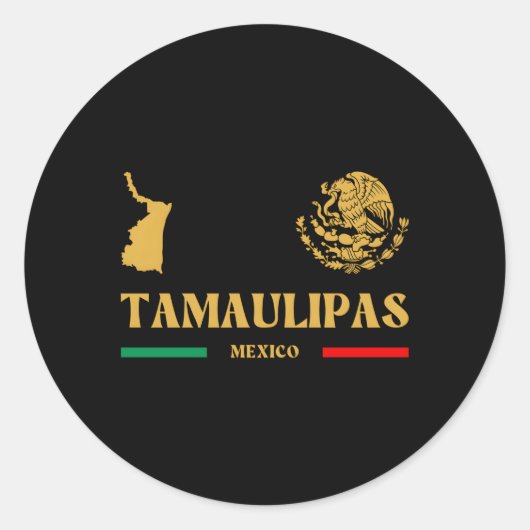 Tamaulipas Mexiko mit mexikanischem Emblem Tamauli Runder Aufkleber (Vorderseite)