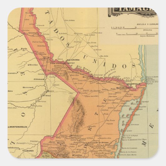 Tamaulipas Quadratischer Aufkleber (Vorderseite)