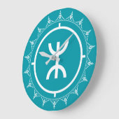 Tamazgha - Amazigh Symbol Cyan Große Wanduhr (Winkel)