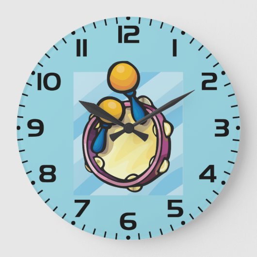 Tamborine And Maraccas Große Wanduhr (Vorderseite)