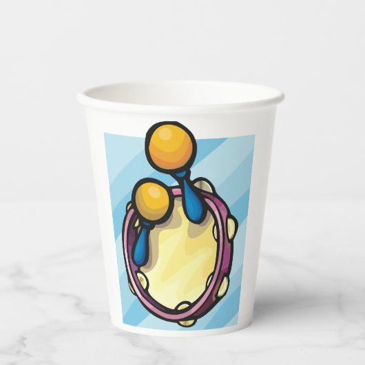 Tamburin und Maracas Pappbecher (Vorderseite)