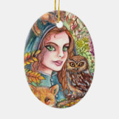 Tamer im Herbstwald Keramik Ornament (Hinten)