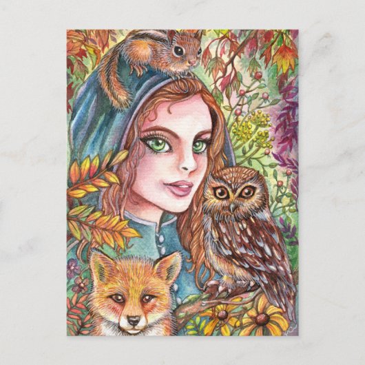 Tamer im Herbstwald Postkarte (Vorderseite)