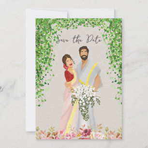 Tamil Hochzeitspaar Illustration Save The Date