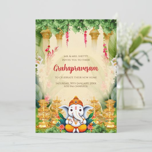 Tamil Housewärming lädt Digital Indian Invite ein Einladung (Stehend Vorderseite)