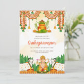 Tamil Housewärming lädt Telugu Gruhapravesham ein Einladung (Stehend Vorderseite)