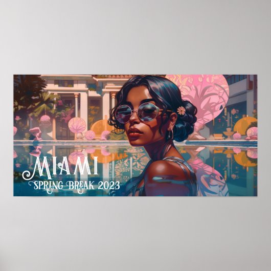 Tamil Woman Miami Resort Pool Malerei Poster (Vorne)