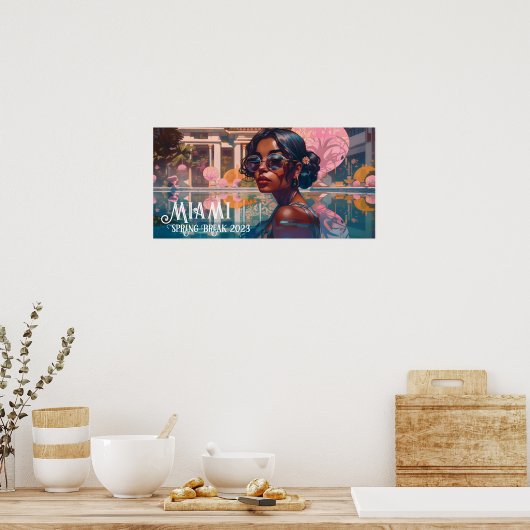 Tamil Woman Miami Resort Pool Malerei Poster (Küche)