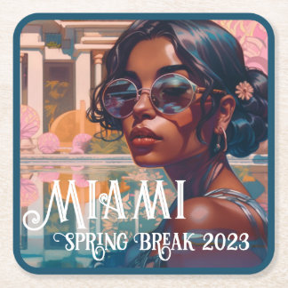 Tamil Woman Miami Resort Pool Malerei Rechteckiger Pappuntersetzer