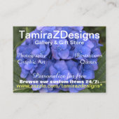 TamiraZDesign Blue Hydrangea Business Card Visitenkarte (Vorderseite)