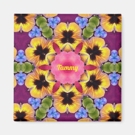 TAMMY ~ Abstrakte Pansy ~ Rosa Blau Lila Gelb Magnet