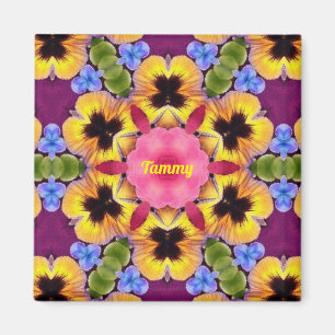 TAMMY ~ Abstrakte Pansy ~ Rosa Blau Lila Gelb Magnet