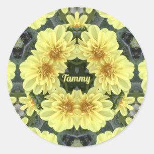 TAMMY ~ EASTER DAHLIAS YELLOW RELIGIOUS ~ RUNDER AUFKLEBER
