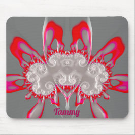 TAMMY ~ FLUORO PINK RED GRAY WHITE ~ Fraktal Mousepad