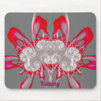 TAMMY ~ FLUORO PINK RED GRAY WHITE ~ Fraktal Mousepad