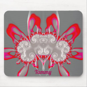 TAMMY ~ FLUORO PINK RED GRAY WHITE ~ Fraktal Mousepad