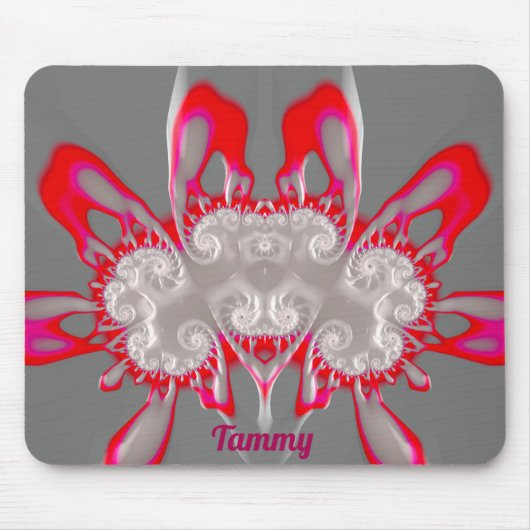 TAMMY ~ FLUORO PINK RED GRAY WHITE ~ Fraktal Mousepad (Vorne)