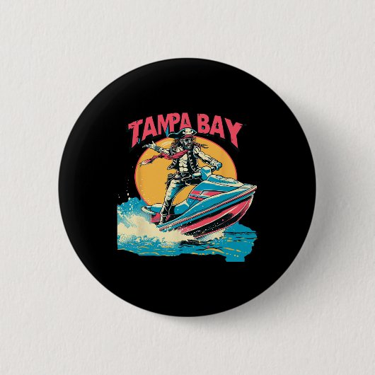 Tampa Bay Pirate Florida Jetski Boating Funny Gasp Button (Vorderseite)