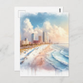 Tampa Beach, Florida Wasserfarbenmalerei Reisen Postkarte (Vorne/Hinten)
