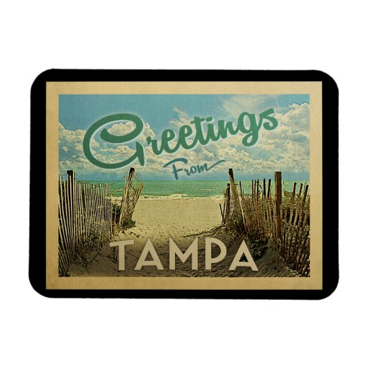 Tampa Beach Vintage Travel Magnet (Horizontal)
