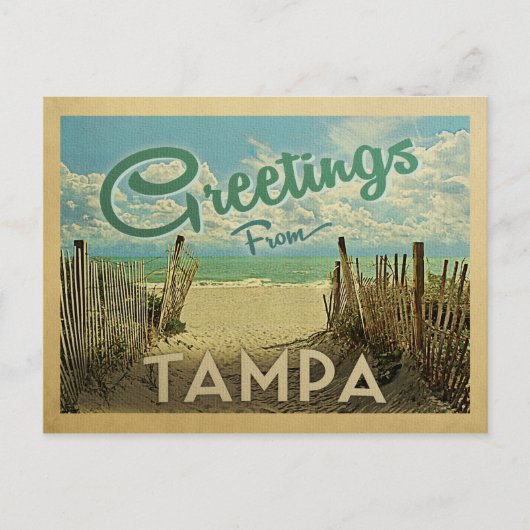 Tampa Beach Vintage Travel Postkarte (Vorderseite)