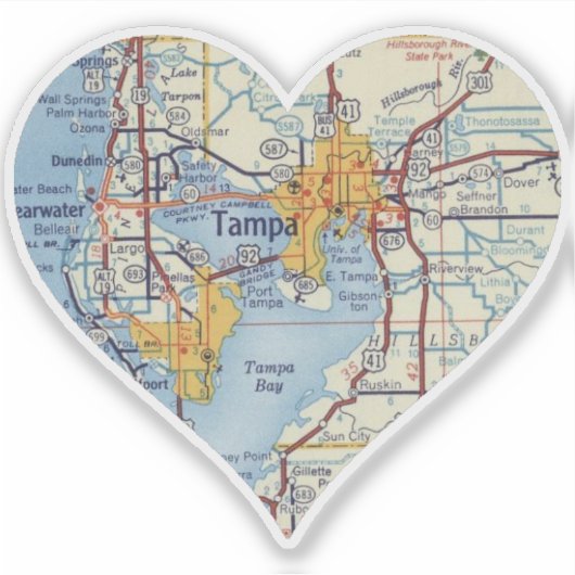 Tampa FL Vintag Map Aufkleber (Vorderseite)