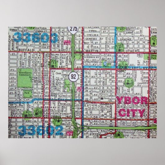 Tampa, FL Vintag Map Poster (Vorne)