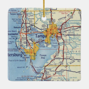 Tampa FL Vintage Karte Keramikornament