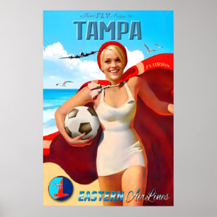 Tampa Florida Fliegen Eastern Air Lines Neue Reise Poster
