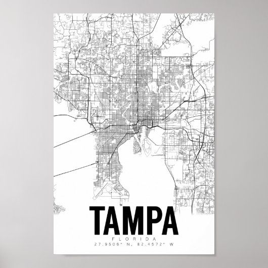 Tampa Florida Minimalistisch Map Art Poster (Vorne)