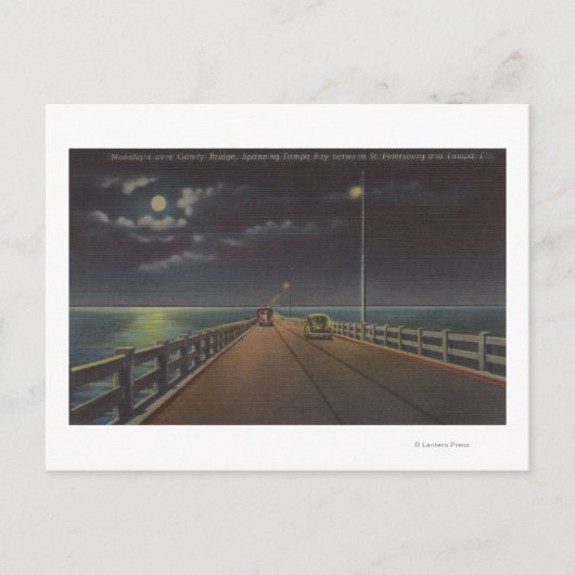 Tampa, Florida - Mondlichtansicht der Gandy-Brücke Postkarte (Vorderseite)