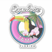 Tampa Florida Retro-Logo entdecken Aufkleber (Vorderseite)