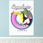 Tampa Florida Retro-Logo entdecken Leinwanddruck (Insitu (Holzboden))