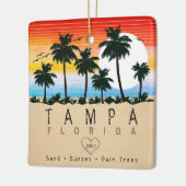 Tampa Florida Retro Palmen Souvenir 80er Keramikornament (Links)